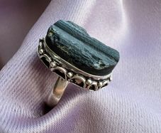 Raw black tourmaline ring