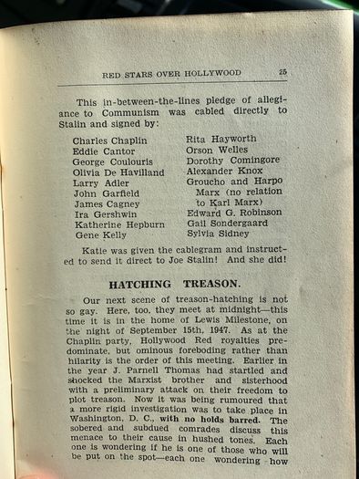 Very Rare Irish Pamphlet Red Stars Over Hollywood highlighting the perceived Communist propogada in the Hollywood movies in the post World War 2 era.
