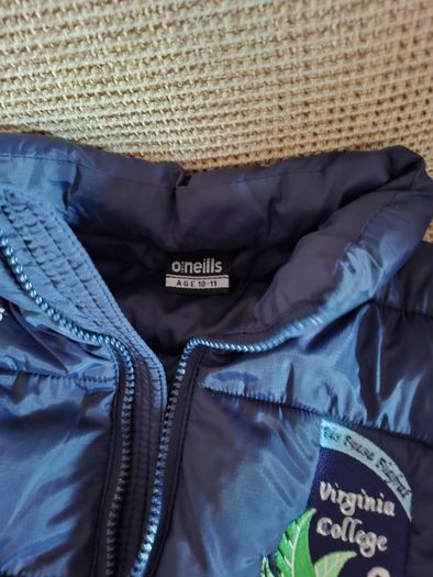 Virgjnia College School O'Neill's puffer jacket xs age 10/11