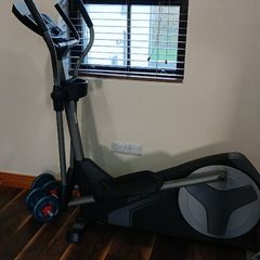 NordicTrack Elliptical + York Dumbbell Rack
