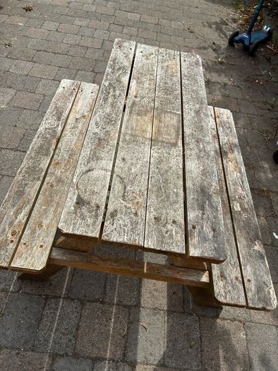 kids garden bench and table