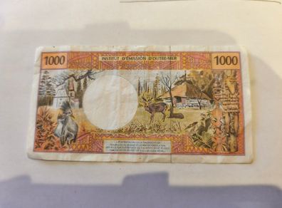 Banknote 1000 Francs Tahiti Polynesia Caledonia French Overseas Territories