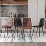 Set of 4 Dining Chairs for Dining Room, Faux Suede Kitchen Chairs, Brown Image 3