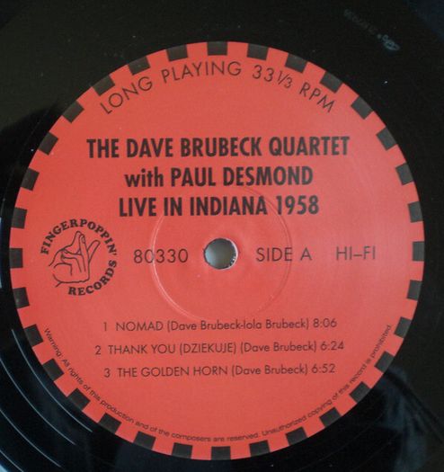 Dave Brubeck Quartet with Paul Desmond "Live In Indiana 1958"