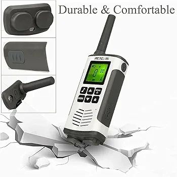 RT45 Walkie Talkie, Rechargeable Walkie Talkie for Adults Long Range, PMR446 16 Channels, With AA Battery LED Torch Walkie Talkies for Family Hiking, Outdoor(Silver, 2Pcs)