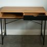 Oak desk with 1 drawer and 1 shelf | black steel legs | Brand New Image 3
