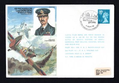 1976 Wales Illustrated Cover Commemorating 36th Anniversary Battle of Britain tying 6 1/2p Machin definitive stamp