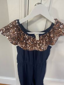 Monsoon Navy and gold girls jumpsuit