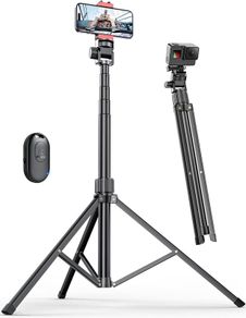 71'' Phone Tripod Stand, Extendable Reinforced Aluminum Phone Stand with Wireless Remote, Stable Cellphone Tripod Compatible with iPhone 14/13/12 Galaxy S23/S22 Huawei.