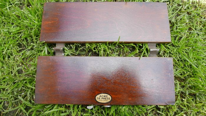 Vintage Acme Wood & Metal Clasped Tie Press
