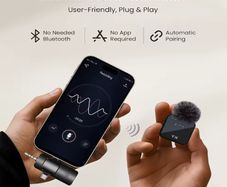 3in1 Wireless Lavalier Microphone for Camera, Phone, Video Recording Podcast Noise Reduction mic