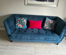 Harvey Norman Teal blue velvet sofa