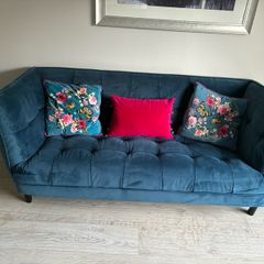 Harvey Norman Teal blue velvet sofa