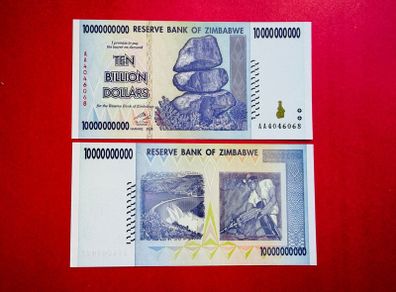 Zimbabwe 10 Billion Dollars. 2008.  PICK 85a UNC Verified Under Uv Light )