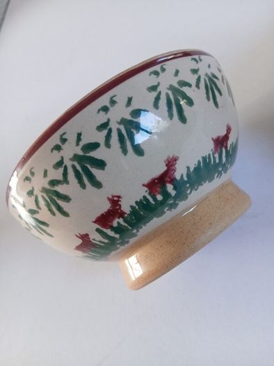 Rare ? Small red dog or pig pattern bowl and old rose eggcup
