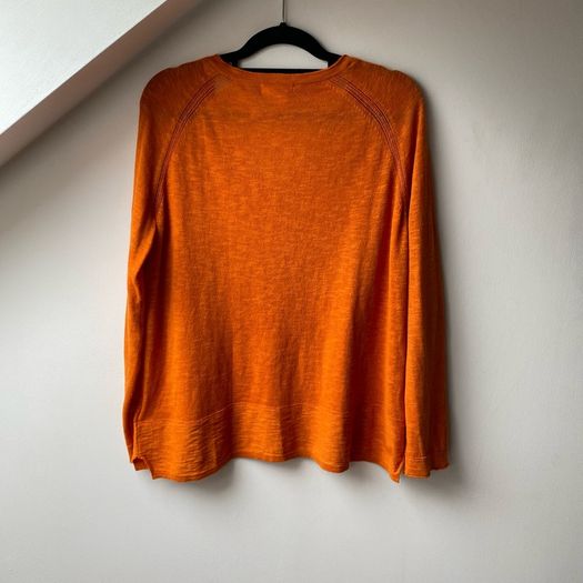 White Stuff Naria Organic Cotton Linen Blend VNeck Jumper / Sweater Vibrant Orange Size 16