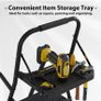 5 Step Ladder, Foldable with Tool Bag, Tray, Handrails, 150 kg Load Black metal frame, wide anti-slip pedals, soft-grip handles, compact storage, for kitchens, pantries, garages and DIY tasks Image 6
