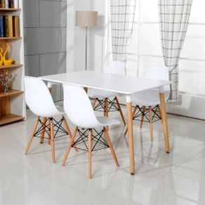 Nordic Rectangle Dining Table & 4 Chairs - Stylish & Compact