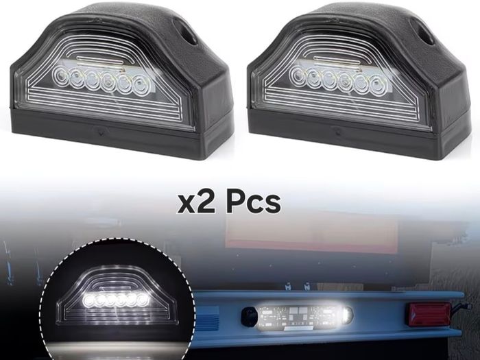 2pcs LED White Rear Number plate Lights Trailer Truck Caravan Bus Tailights