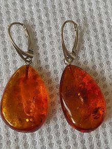Sterling silver amber earrings
