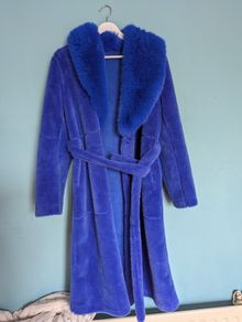 cobalt blue fur coat