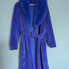 cobalt blue fur coat