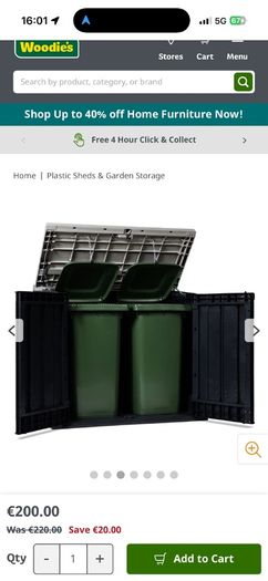 Bin store for 2 bins