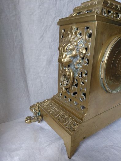 Ornate Antique Mantel Clock Solid Brass circa 1900s Working Beautiful solid