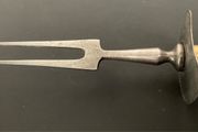 Antique Victorian Edwardian Meat Carving Fork with Safety Guard Rustic Farmhouse Kitchenalia