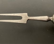Antique Victorian Edwardian Meat Carving Fork with Safety Guard Rustic Farmhouse Kitchenalia