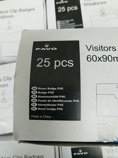 25 Name Security  Visitor Clip on Badges 60x90mm