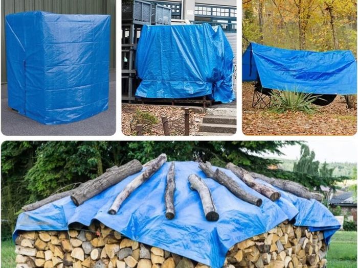 Blue Tarpaulin Sheet 1.8m x 2.4m Lightweight PE Plastic Tarp 80gsm Water-Resistant Ground Sheet Multipurpose Small Tarpaulin Covers used for Garden Furniture Shed Camping  MULTIPLE SIZES AVAILABLE (FREE POSTAGE)