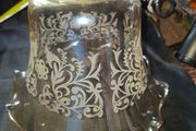 Old Glass Lamp Shade made of light Amber Glass with a Ruffled Edge