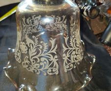 Old Glass Lamp Shade made of light Amber Glass with a Ruffled Edge