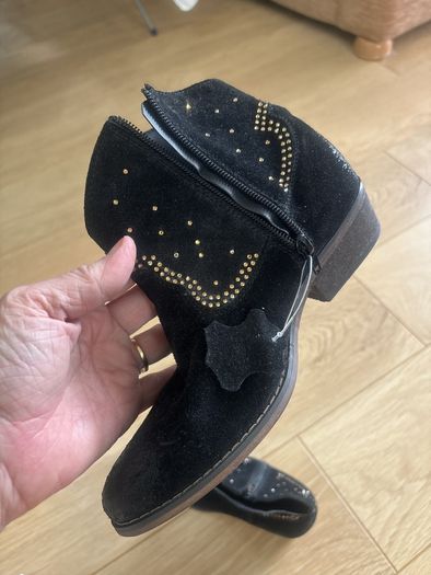 Black Genuine Leather Ankle Boots 36