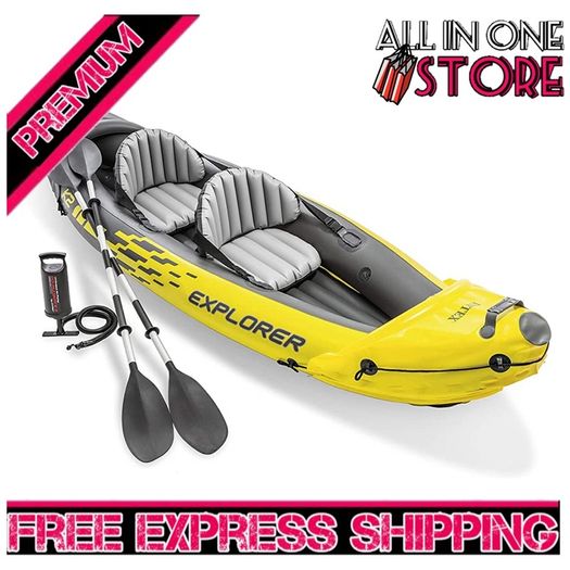 K2 Kayak, 2-Person Inflatable Kayak Set with Aluminum Oars and High Output Air Pump (FREE SHIPPING)