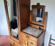 Beautiful Antique Edwardian Combination Wardrobe & Marble-Top Vanity Unit