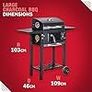 George Foreman Large Charcoal BBQ in Black Outdoor Smoker Barbecue Portable BBQ with Lid Cover, Adjustable Grill and Integrated Temperature Gauge, Image 2