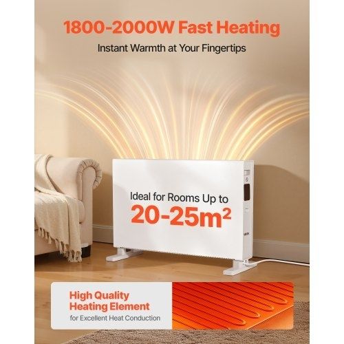 Convection Panel Heater, 2000W Electric Panel Space Heater with Remote & Touch Control, 3 Modes, 24H Timer, Stand or Wall Mount Design with Anti-Tipping & Overheat Protection for Home and Office