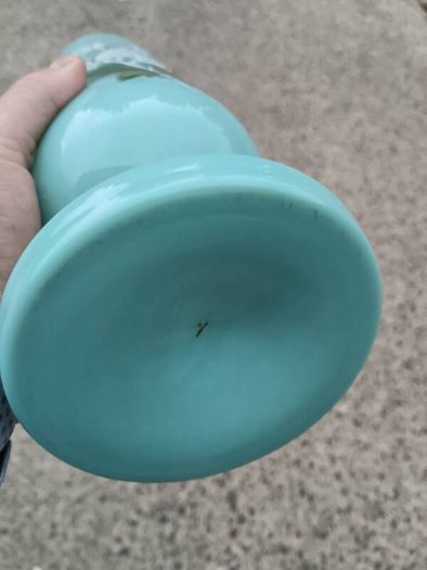 Art Deco Green Opaline Glass Vase..12.5 Inches