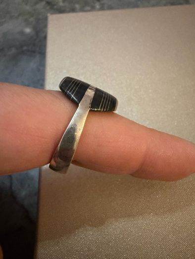 925 Sterling Silver Modern Black & Silver Statement Ring