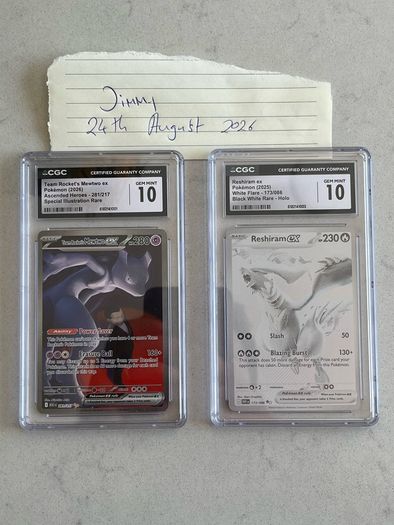 Rockets Mewtwo ex and Reshiram ex CGC 10