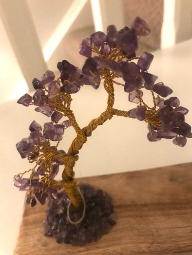 Gold Yoga statue and Amethyst Tree of Life