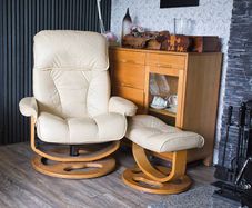 Leather Recliner and Footstool