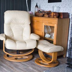 Leather Recliner and Footstool