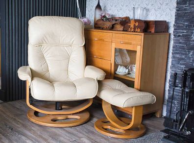 Leather Recliner and Footstool