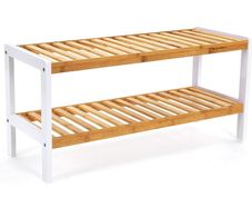 2 tier wooden shoe rack