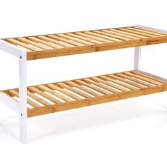 2 tier wooden shoe rack