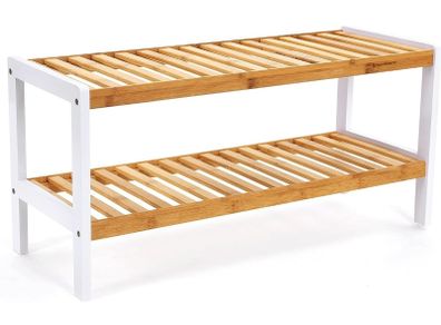 2 tier wooden shoe rack