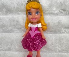 Disney Princess Aurora Sleeping Beauty Mini Doll Pink Dress approx. 9 cm. Used Please see photos